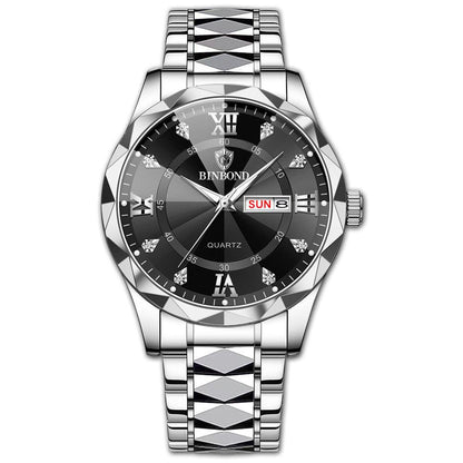 BINBOND Waterproof Luminous Dual Calendar Watch Men's