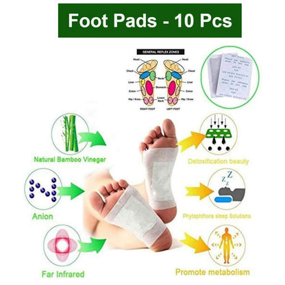 kinoki Cleansing Detox Foot Pads, Ginger & salt Foot Patch -10pcs (Free Size, White) 