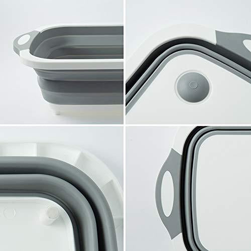 Foldable Chopping Board, Dish Rack, Washing Bowl & Draining Basket, 3in1 Multi-Function 