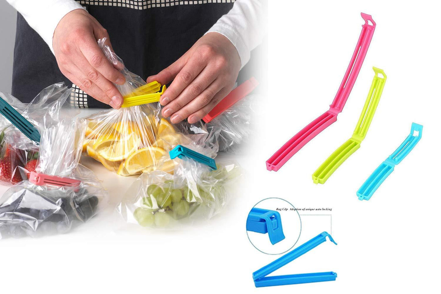 Plastic Snack Bag Clip Sealer Set (18 Pcs, Multicolour) 