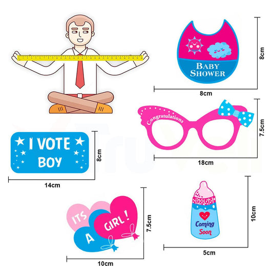 Baby Shower Props for Photoshoot, Photo Booth, Decorations 20 Pcs, Sticks Attached for Mom to Be Shoot, Maternity Shoot, Photography 