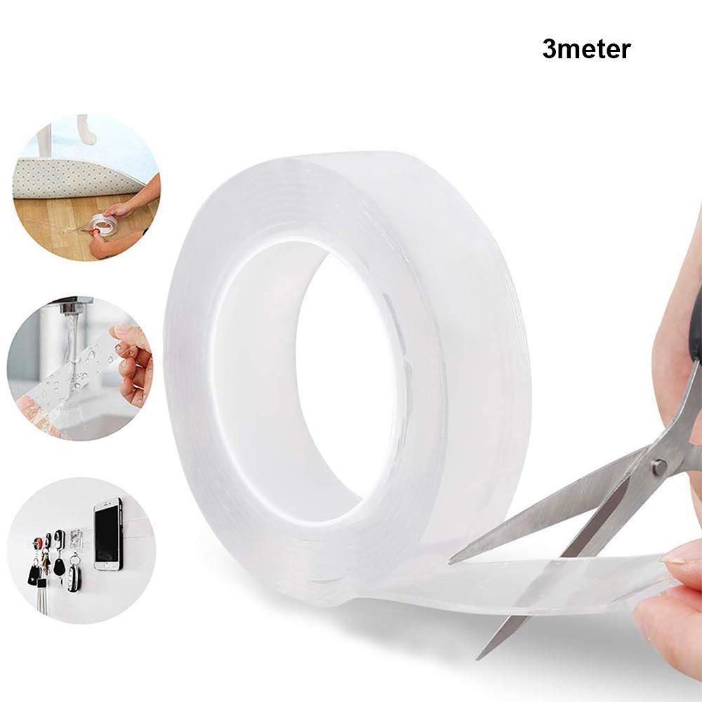 Double Sided Nano Adhesive Tape, 3 meter Washable Traceless Nano Gel Tape, Multipurpose 