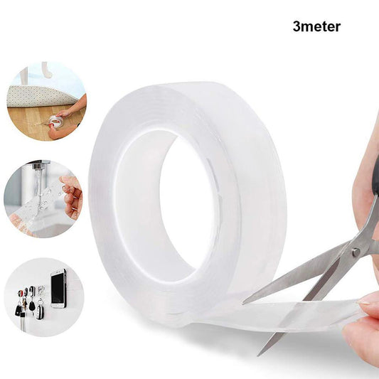 Double Sided Nano Adhesive Tape, 3 meter Washable Traceless Nano Gel Tape, Multipurpose 