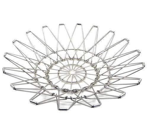 Multipurpose Fruit Basket Stainless Steel Wire Bowl Foldable Basket for Vegetable / Fruits / Dining