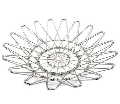 Multipurpose Fruit Basket Stainless Steel Wire Bowl Foldable Basket for Vegetable / Fruits / Dining