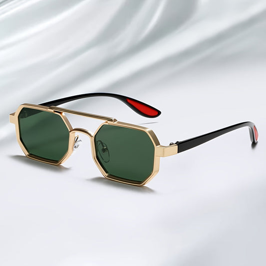 Polygonal Concave Fashion Glasses – Unique Double Bridges Design