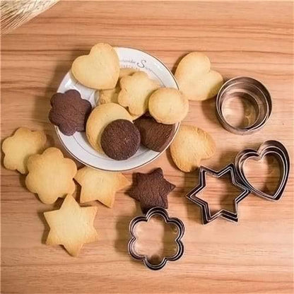 Cookie Cutter Stainless Steel Cookie Cutter with Shape Heart Round Star and Flower (12 Pieces)