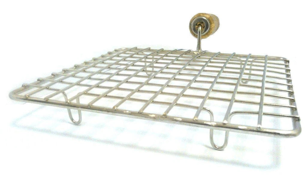 Kitchen Square Stainless Steel Roaster Papad Jali, Barbecue Grill with Wooden Handle 