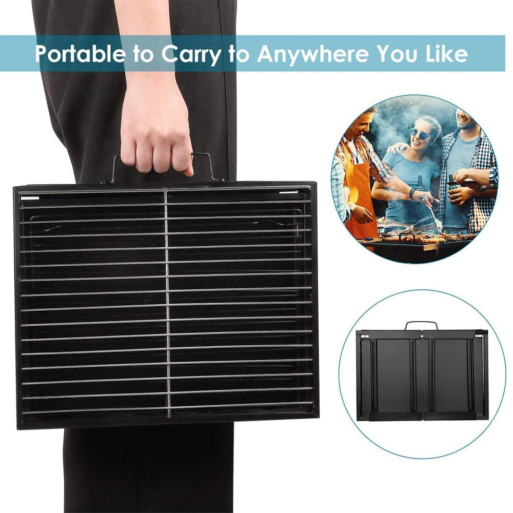 Folding Barbeque Charcoal Grill Oven (Black, Carbon Steel) 