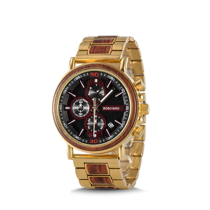 BOBOBIRD Wooden Multi-functional Business Quartz Watch for Men