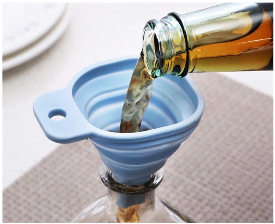 Flexible Silicone Foldable Kitchen Funnel for Liquid/Powder Transfer Hopper Food (Small)