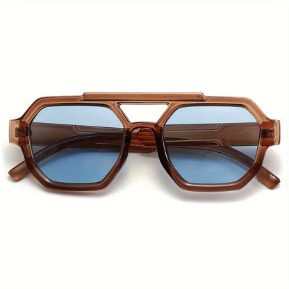 Retro Polygonal Flat-Top Sunglasses for Men & Women