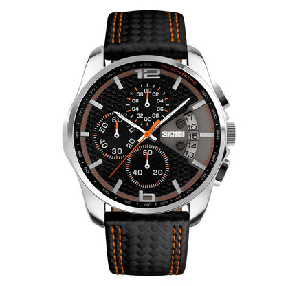 Skmei 9106  Original Leather quartz watch sports watch For Men