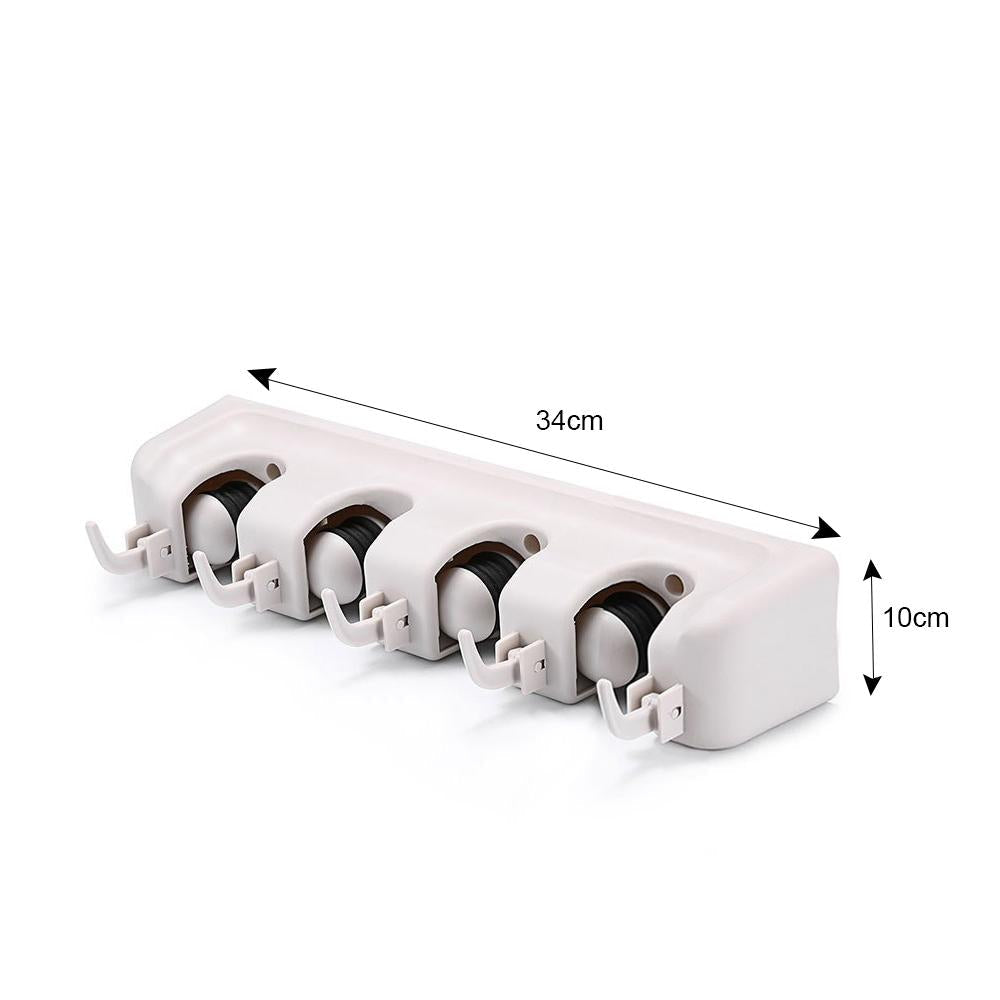 4-Layer Mop and Broom Holder, Garden Tool Organizer, Multipurpose Wall Mounted 