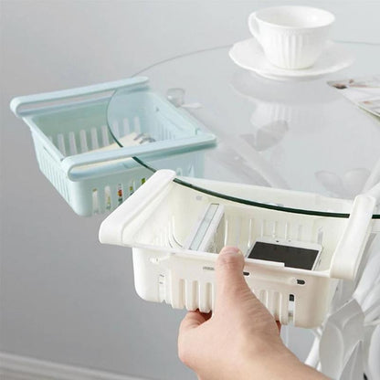 Adjustable Fridge Storage Basket, Fridge Racks Tray Sliding Storage Racks 