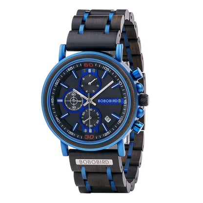 BOBOBIRD Wooden Multi-functional Business Quartz Watch for Men