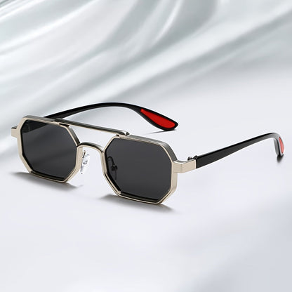 Polygonal Concave Fashion Glasses – Unique Double Bridges Design