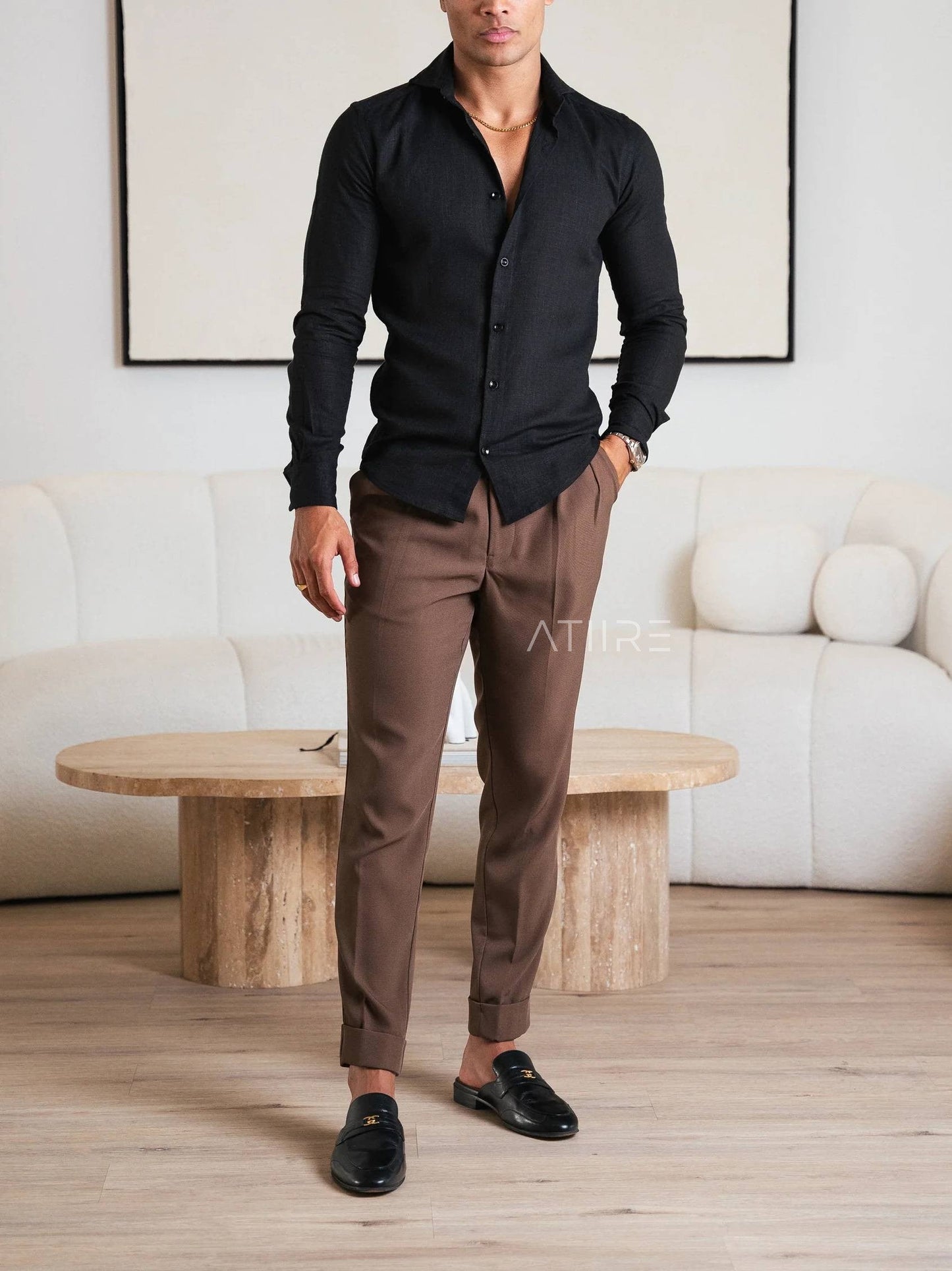 BROWN SIGNATURE ITALIAN GURKHA PANTS BY ATIIRE