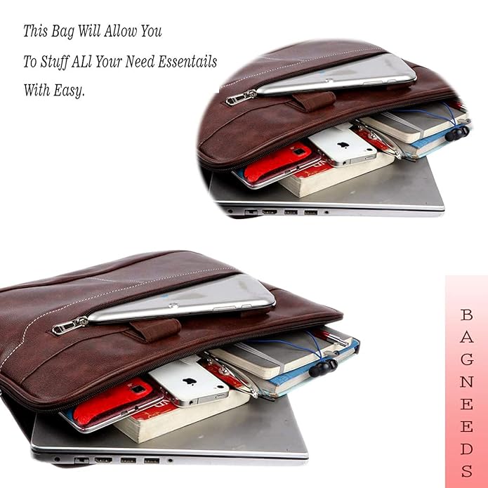 Men's Leather Finish Laptop & Shoulder Bag By ATIIRE