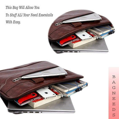 Men's Leather Finish Laptop & Shoulder Bag By ATIIRE