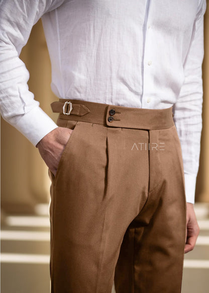 CAMEL SIGNATURE BUTTONED GURKHA PANTS BY ATIIRE
