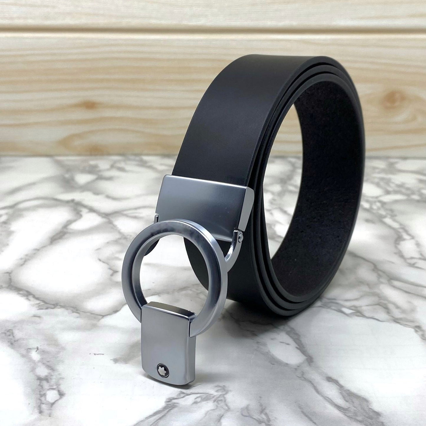 Round Lock Pattern Pressing Buckle With Leather Strap-SunglassesCraft