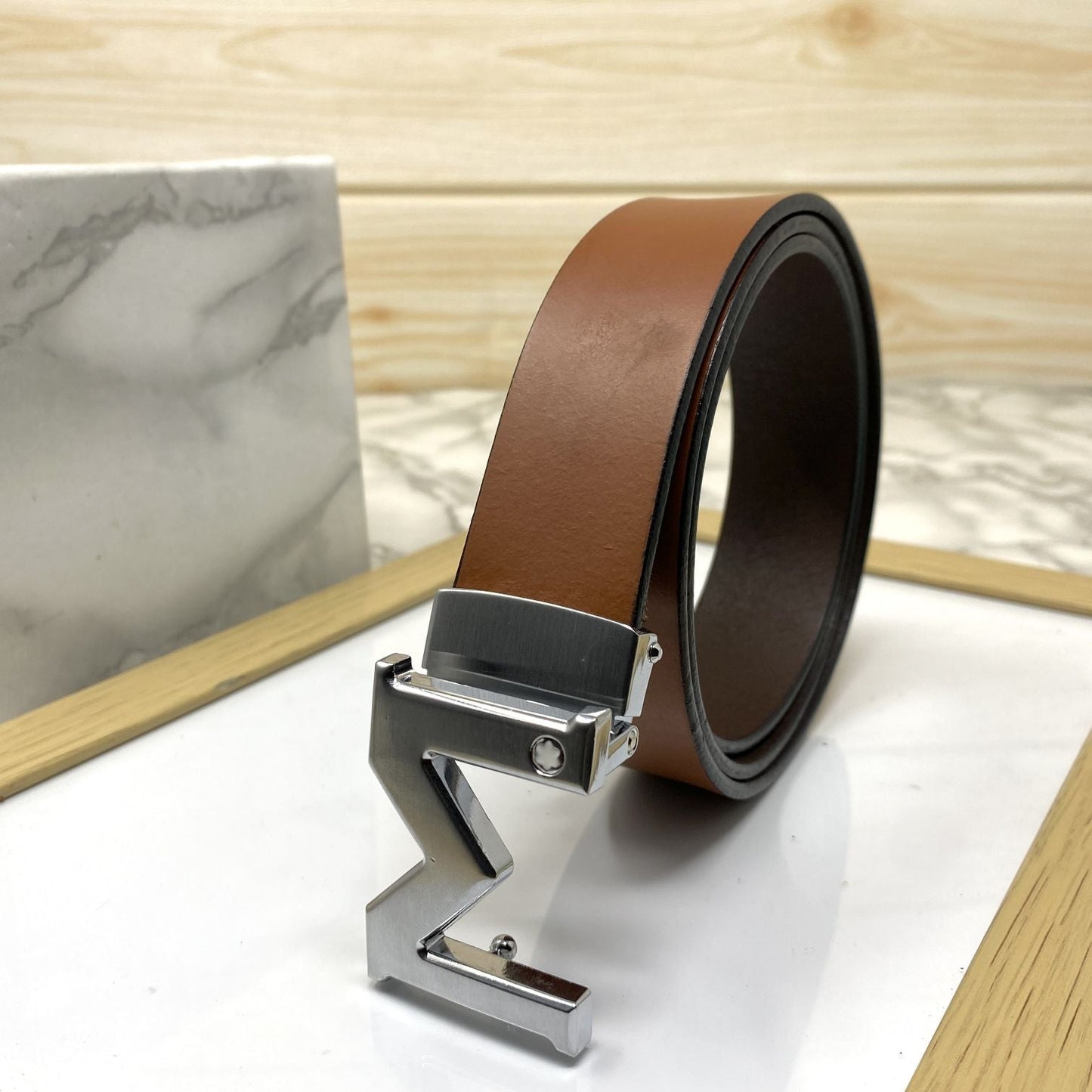 M-Pattern Leather Strap Belt -SunglassesCraft