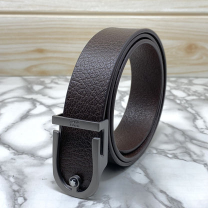 U-Shape Signature Formal Leather Strap Belt-SunglassesCraft