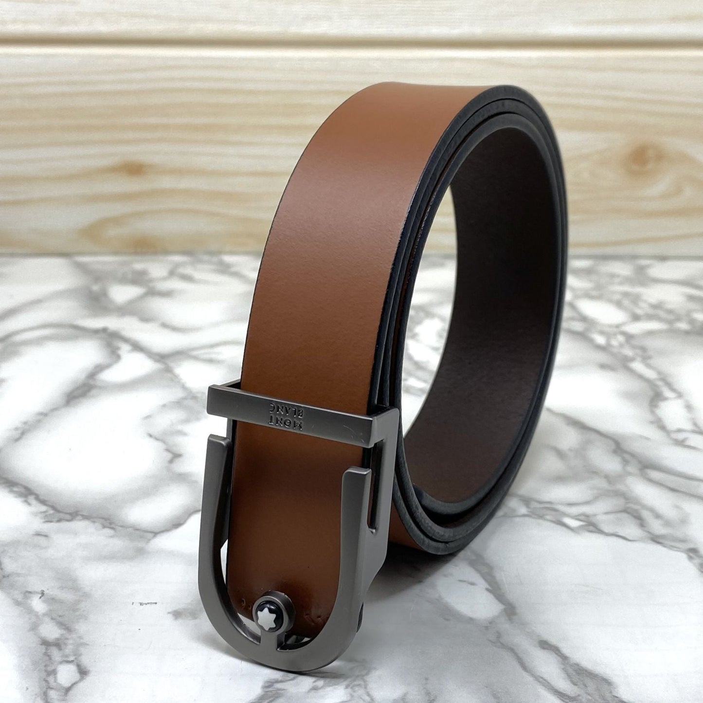 U-Shape Signature Formal Leather Strap Belt-SunglassesCraft