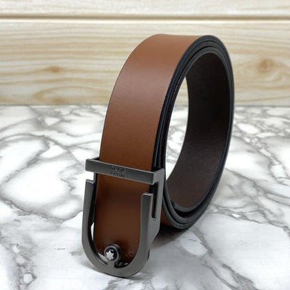 U-Shape Signature Formal Leather Strap Belt-SunglassesCraft