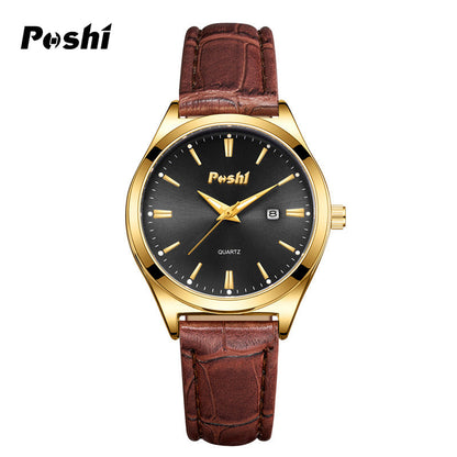 Unisex Fashion Dual Calendar Quartz Watches – Luminous Dial, Leather Strap