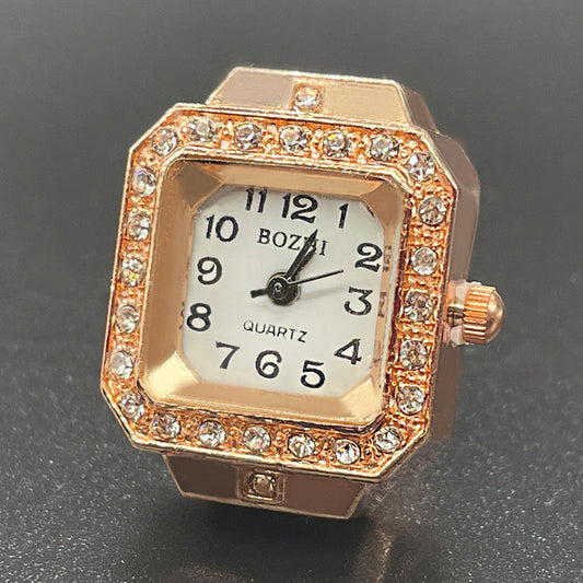 Unisex Square Ring Watch – Simple Quartz Finger Watch