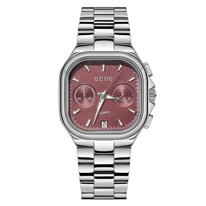 Stylish Square Quartz Watch with Calendar for Women