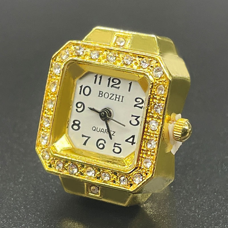 Unisex Square Ring Watch – Simple Quartz Finger Watch