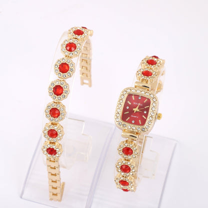 Elegant Square Ladies' Quartz Watch & Bracelet Set – Luxury Gift Box