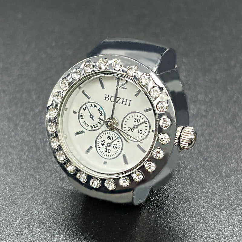 Minimalist Quartz Unisex Ring Watch – Adjustable Stainless Steel Finger Watch