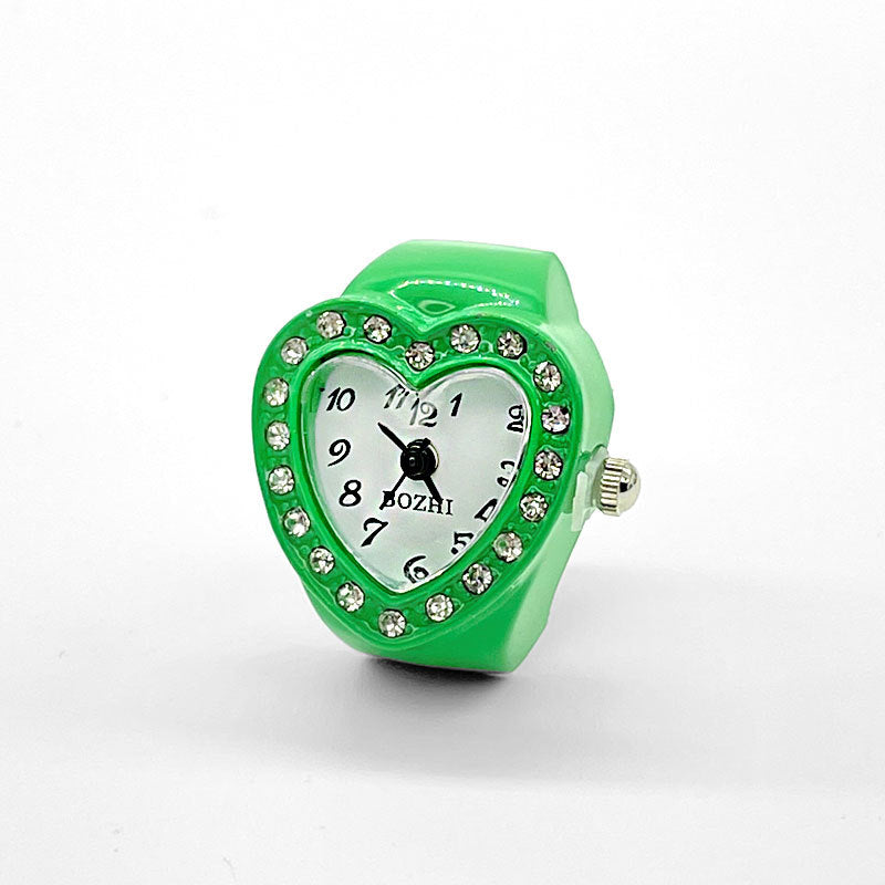 Women's Heart-Shaped Ring Watch – Accent Quartz Finger Watch