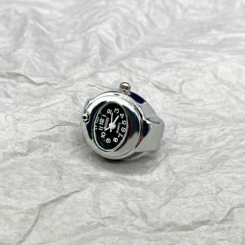 Adjustable Stainless Steel Unisex Ring Watch – Quartz Pointer Display