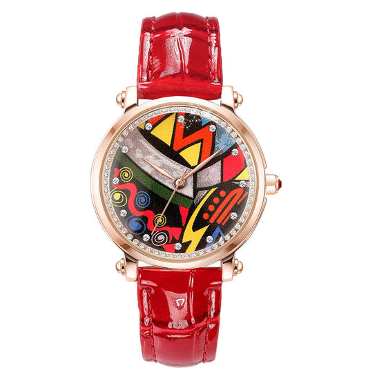 Time and Space Watch – Fashionable Gold Shell Belt Quartz for Women