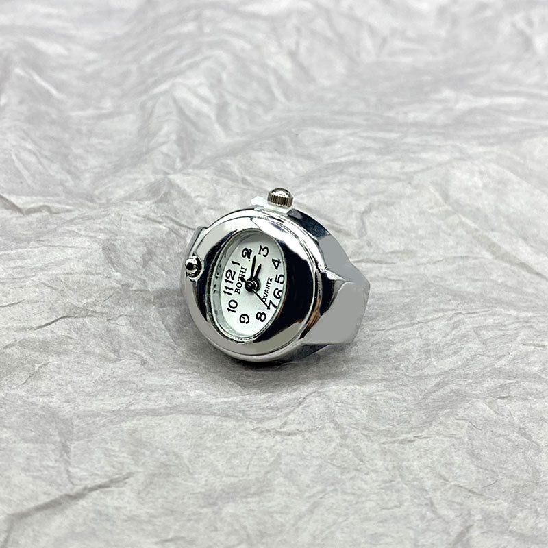 Adjustable Stainless Steel Unisex Ring Watch – Quartz Pointer Display
