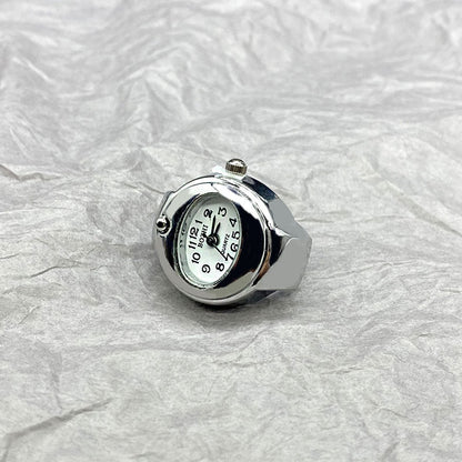 Adjustable Stainless Steel Unisex Ring Watch – Quartz Pointer Display