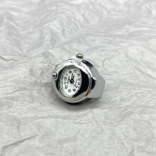 Adjustable Stainless Steel Unisex Ring Watch – Quartz Pointer Display