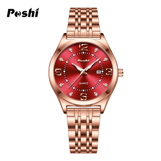 Women's Luminous Dial Quartz Watch – Calendar Timepiece