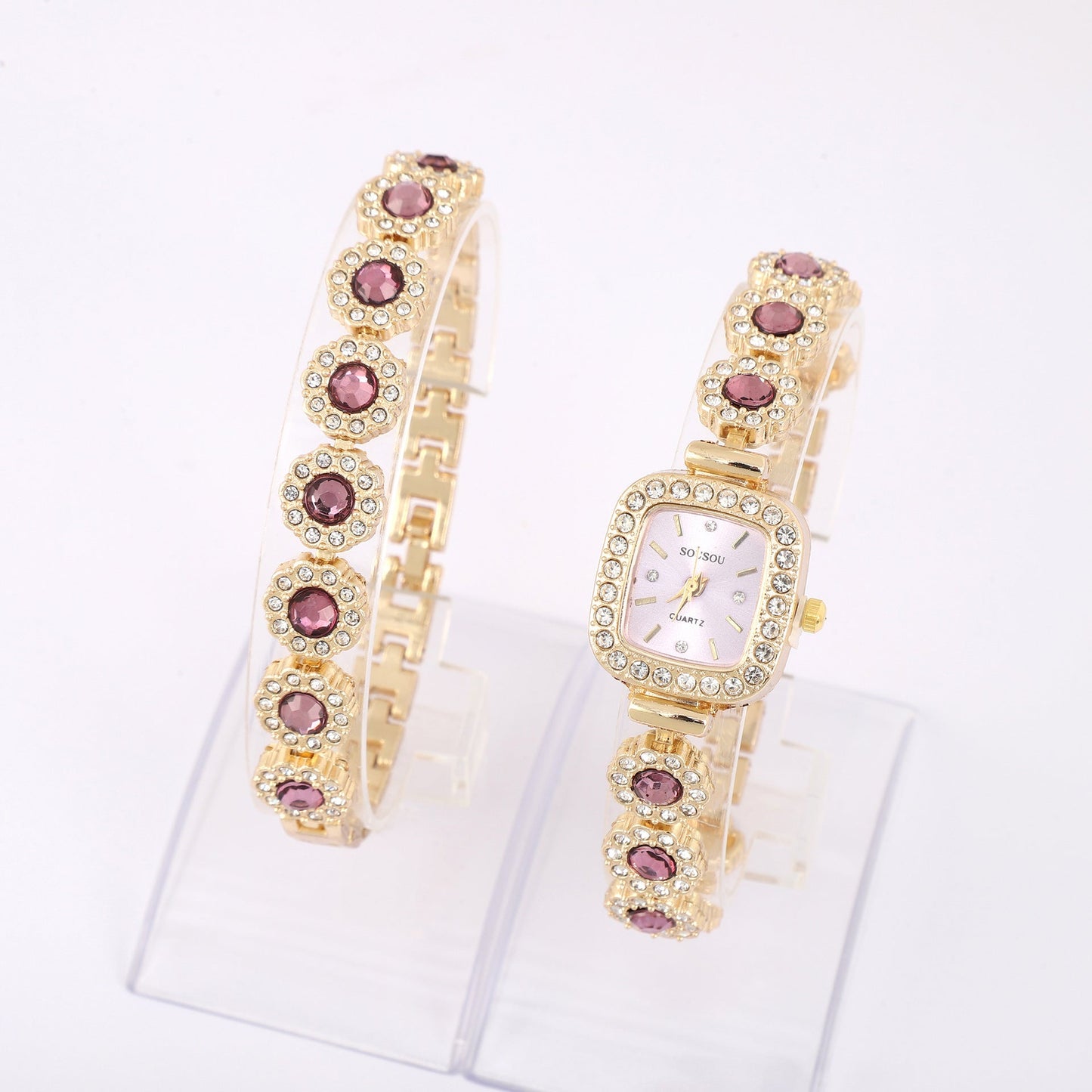Elegant Square Ladies' Quartz Watch & Bracelet Set – Luxury Gift Box