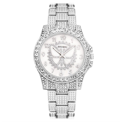 Luxury Diamond Bracelet Watch Set – Unisex Quartz Timepiece