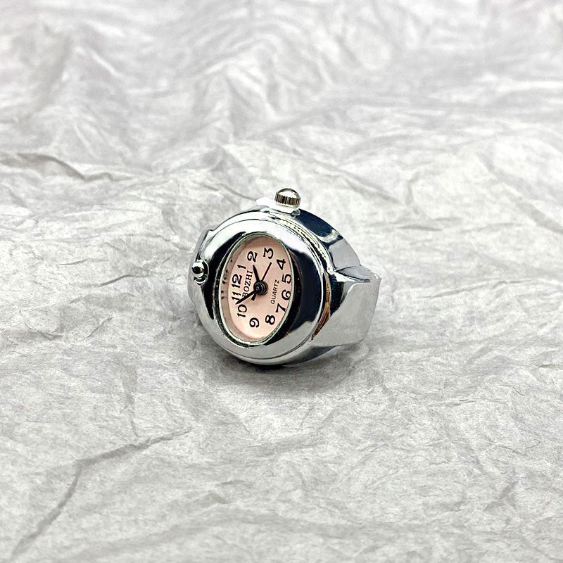 Adjustable Stainless Steel Unisex Ring Watch – Quartz Pointer Display