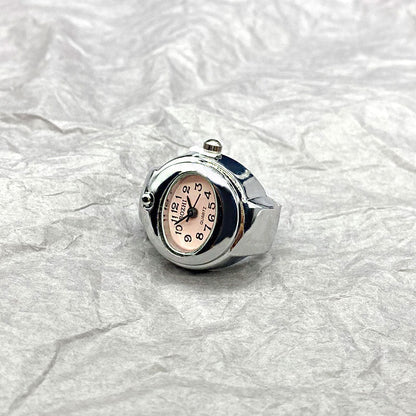 Adjustable Stainless Steel Unisex Ring Watch – Quartz Pointer Display