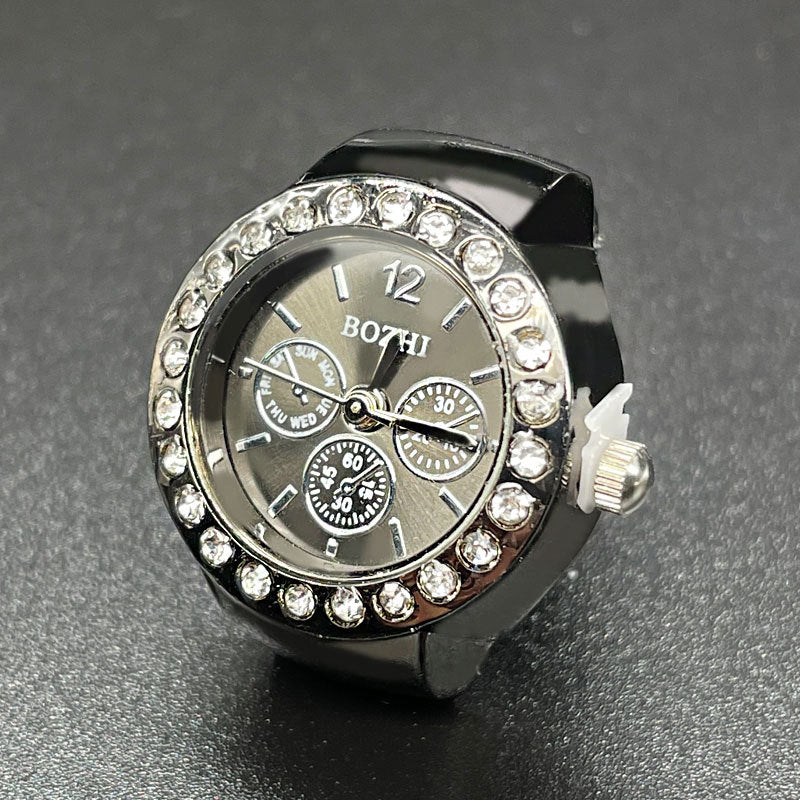 Minimalist Quartz Unisex Ring Watch – Adjustable Stainless Steel Finger Watch