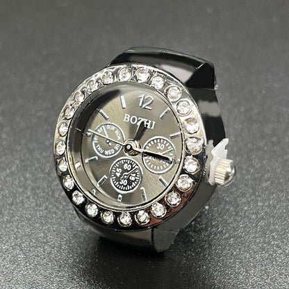 Minimalist Quartz Unisex Ring Watch – Adjustable Stainless Steel Finger Watch