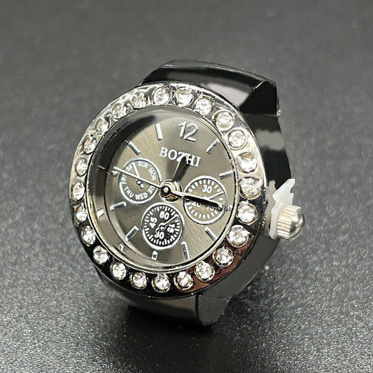 Minimalist Quartz Unisex Ring Watch – Adjustable Stainless Steel Finger Watch